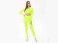 Crussis Crop Top dámský dlouhý rukáv NEON YELLOW
