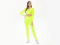 Crussis Crop Top dámský dlouhý rukáv NEON YELLOW