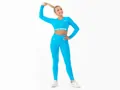 Crussis Crop Top dámský dlouhý rukáv TYRKYS