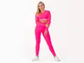 Crussis Crop Top dámský dlouhý rukáv NEON PINK