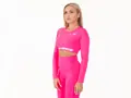 Crussis Crop Top dámský dlouhý rukáv NEON PINK