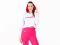 Crussis Crop mikina dámská krátká WHITE PINK