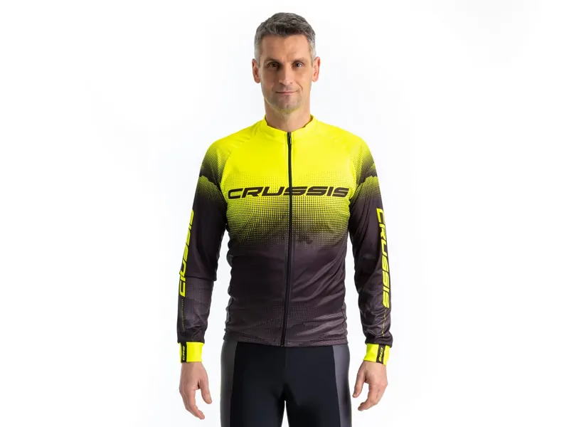 Crussis Cyklistický dres pánský dlouhý rukáv černá/žlutá Crussis Cyklistický dres pánský dlouhý rukáv černá/žlutá