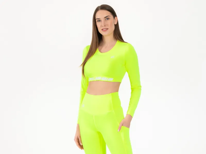 Crussis Crop Top dámský dlouhý rukáv NEON YELLOW Crussis Crop Top dámský dlouhý rukáv NEON YELLOW