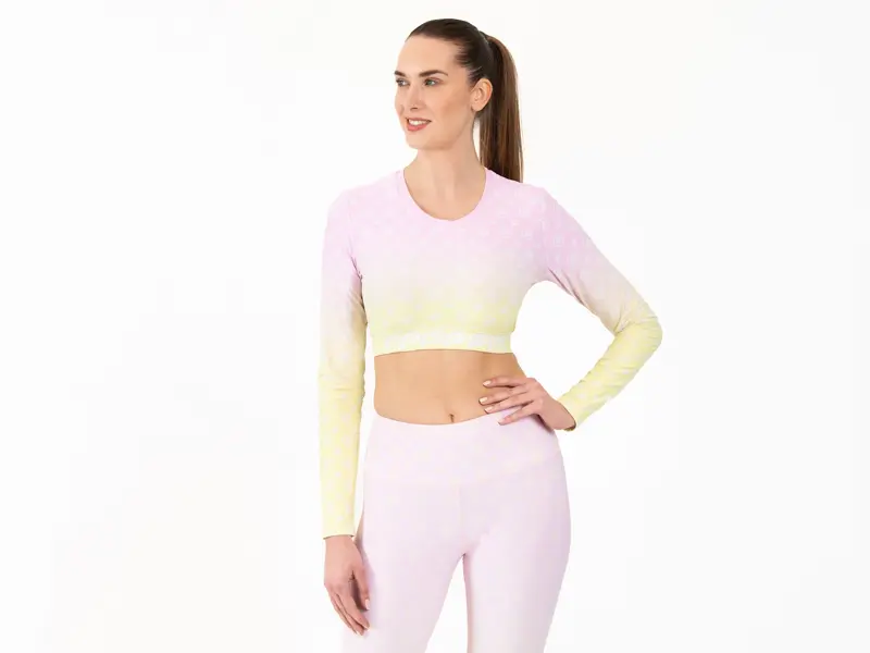 Crussis Crop Top dámský dlouhý rukáv FIT OMBRE