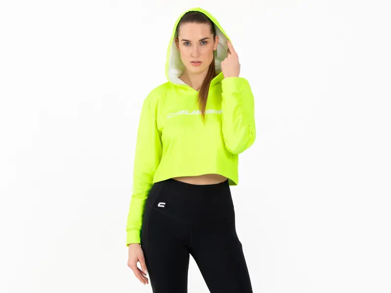 Crussis Crop mikina dámská krátká NEON YELLOW