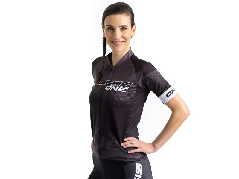 Crussis Cyklistický dres – ONE dámský krátký rukáv černá/bílá Crussis Cyklistický dres – ONE dámský krátký rukáv černá/bílá