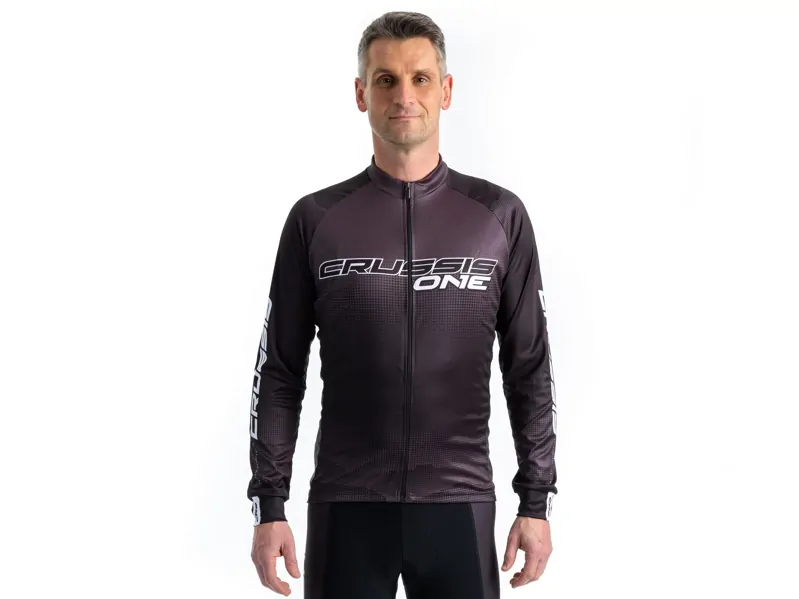 Crussis Cyklistický dres – ONE pánský dlouhý rukáv černá/bílá Crussis Cyklistický dres – ONE pánský dlouhý rukáv černá/bílá
