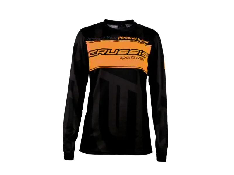 Crussis Triko pánské dlouhý rukáv černá/oranžová fluo