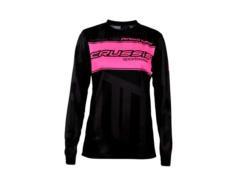 Crussis Triko pánské dlouhý rukáv černé/žluté fluo