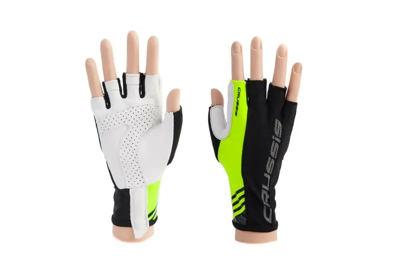 Crussis Cyklistické rukavice černá/žlutá fluo